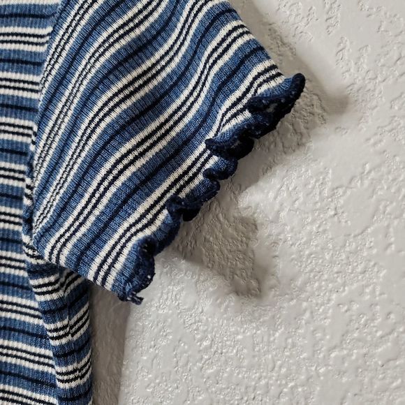 Sostanza contemporary apparel vintage girls ribbed stripped lettuce hem - Picture 4 of 9